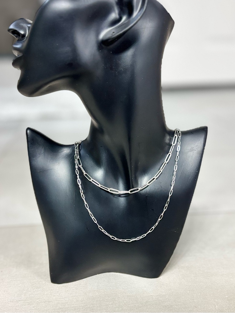 Silver Multi-Layered Paperclip Chain Necklace
